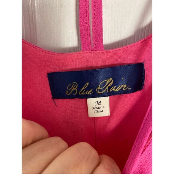 Blue rair women’s Barbie pink fully lined textured, dress size medium  - Picture 5 of 5